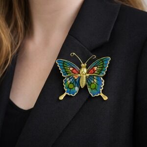 Vintage Brooch Blue Vintage Peruvian Morpho Butterfly Wing Boho Collector Whimsi